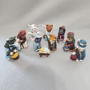 Kitten Cat 10pc Nativity Hawthorne Village PURR-fect Christmas Pageant Numbered